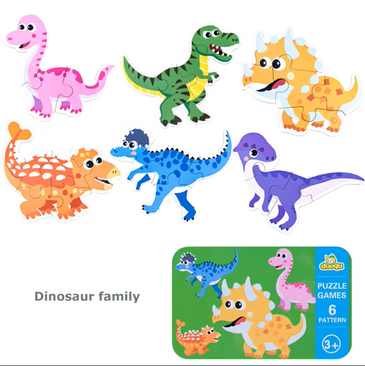 Dinosaur puzzle in a box set for toddlers – cute dinosaur family educational toy by ToyTribe