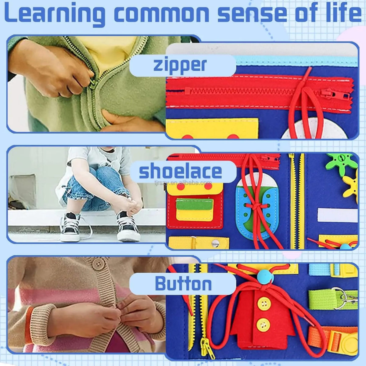 Interactive vehicle busy board for practising fine motor skills
