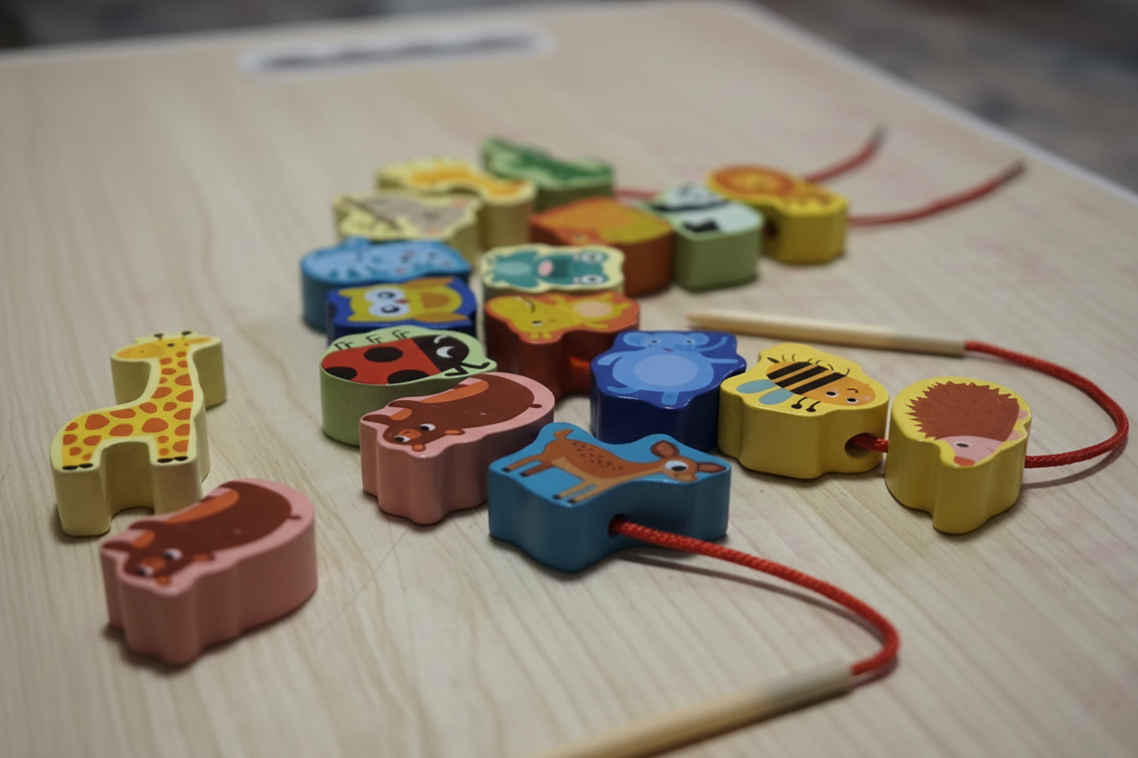 Wooden Animal Lacing Beads – Montessori Fine Motor Skills Toy