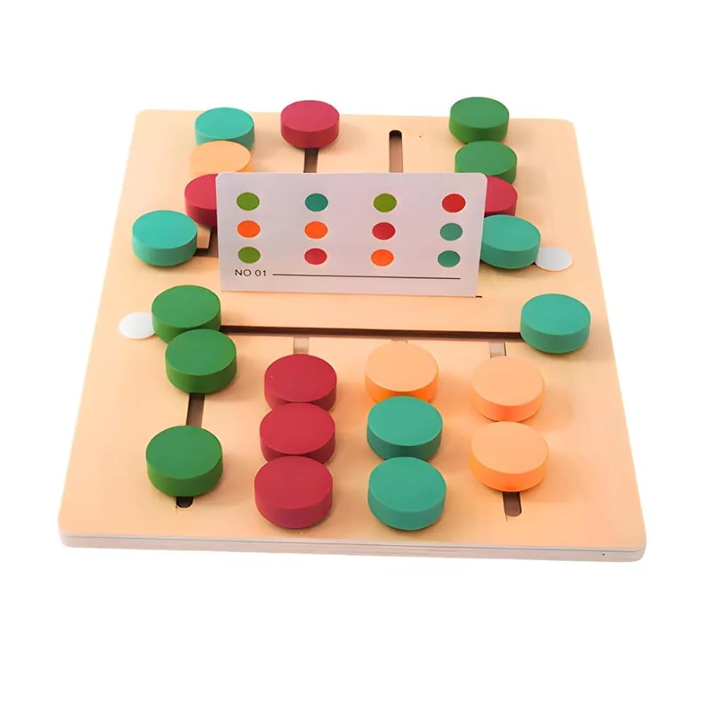 Wooden color matching logic puzzle board for kids – Montessori educational toy by Toy Tribe NZ.
