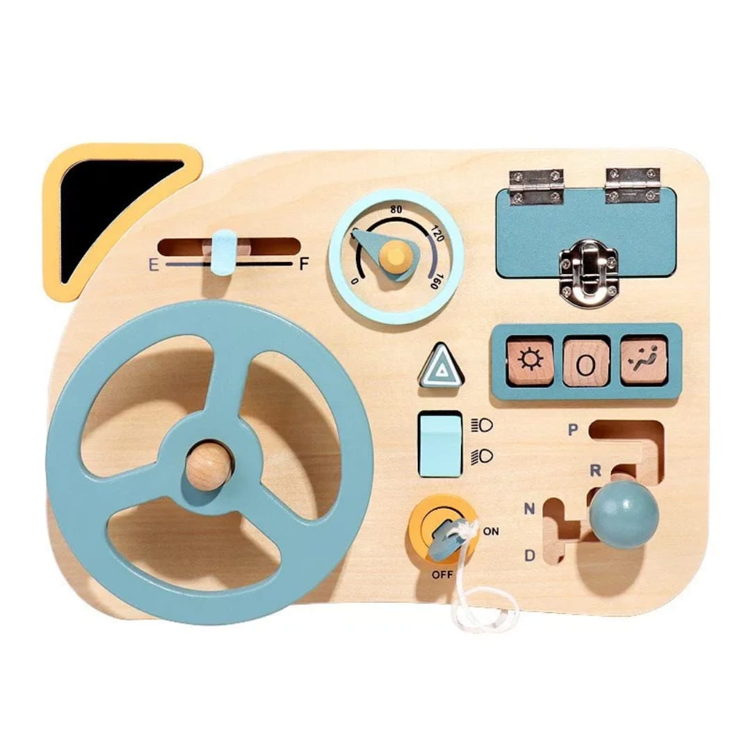 Wooden Steering Wheel Busy Board Toy