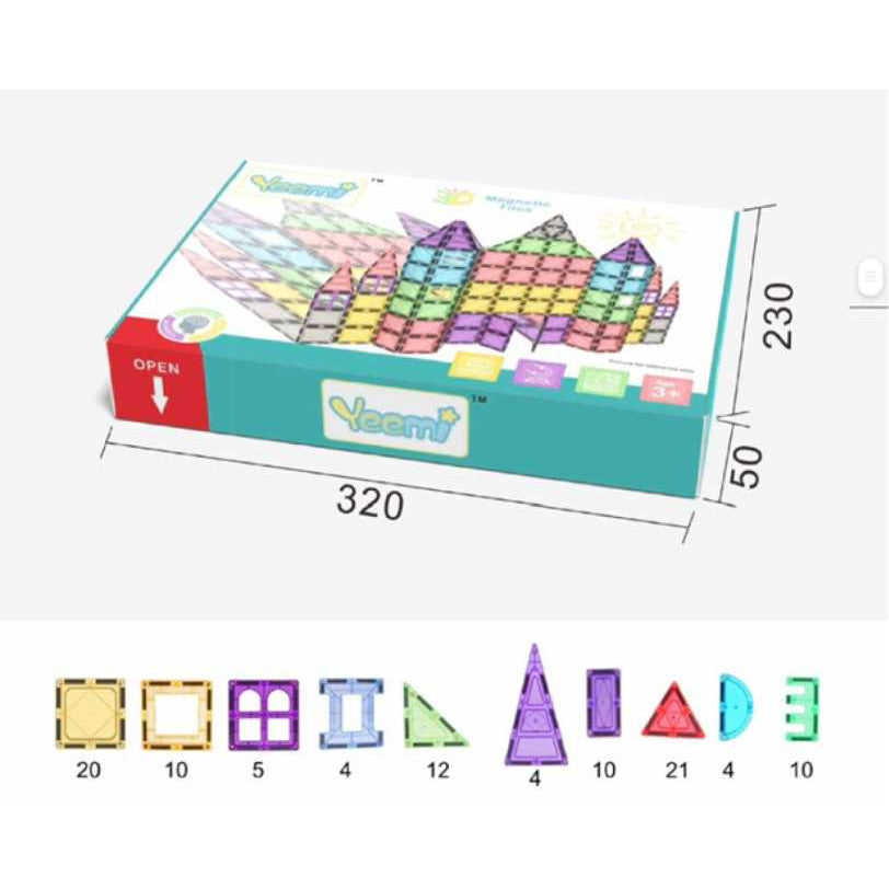 Magnetic Tiles 100pcs set - Reinforced by Rivets