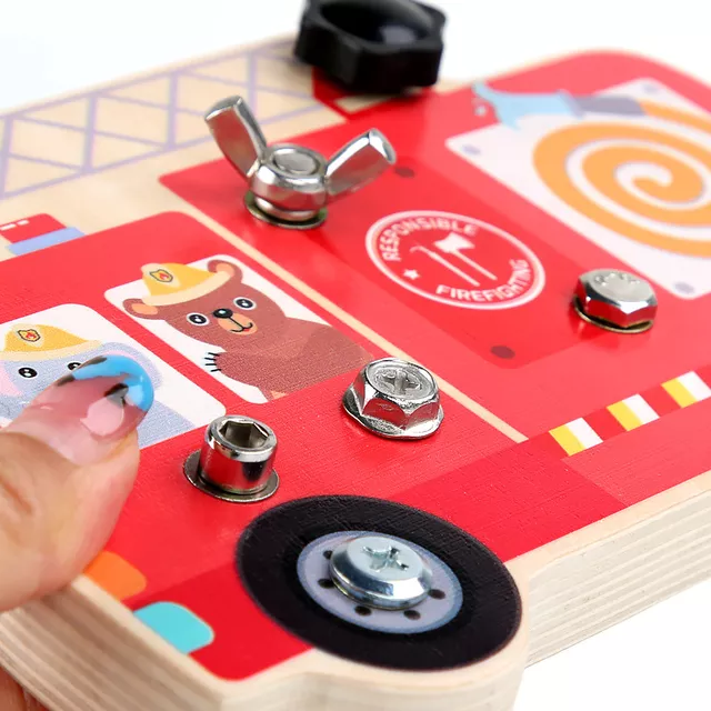 Montessori Busy Fire Truck - Screw Board