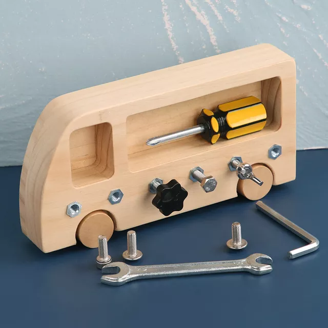 Bus Screw Board – Educational Wooden Screw Board for Kids