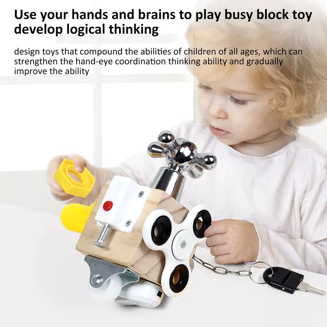 Busy Block – Wooden Busy Cube Toy for Toddlers