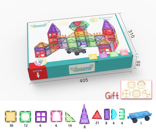 Magnetic Tiles 120pcs - Reinforced by rivets
