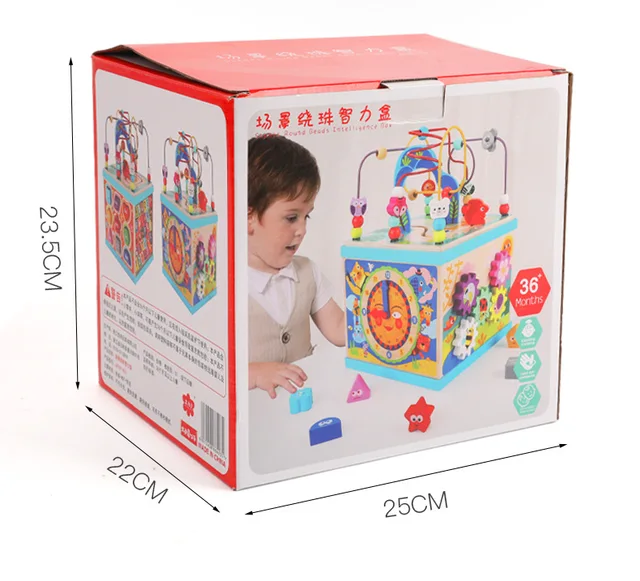 Activity Station – Multipurpose Wooden Activity Cube for Toddlers