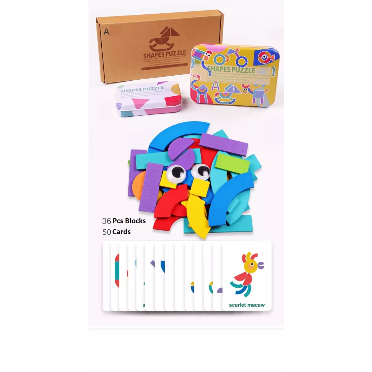 Wooden pattern and Multi Shapes puzzle Type A