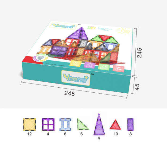 Magnetic Tiles 50 pcs - Reinforced by Rivets