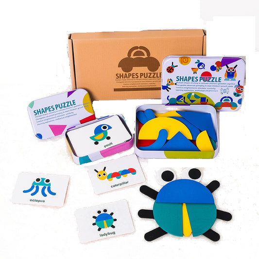 Wooden pattern and Multi Shapes puzzle Type B