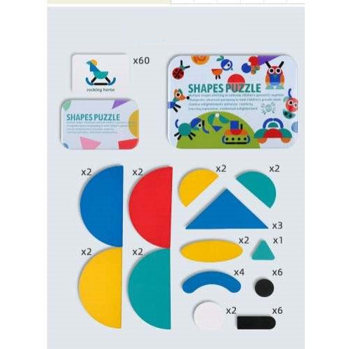 Wooden pattern and Multi Shapes puzzle Type B