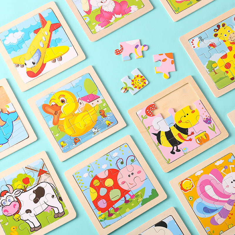 5x Wooden Jigsaw Puzzles – Fun Kids Puzzle Set