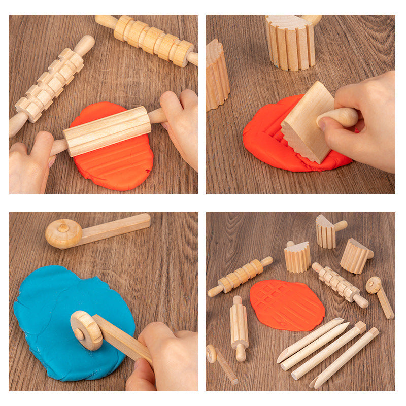 Wooden Play Dough Tool set 12pcs