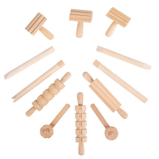 Wooden Play Dough Tool set 12pcs