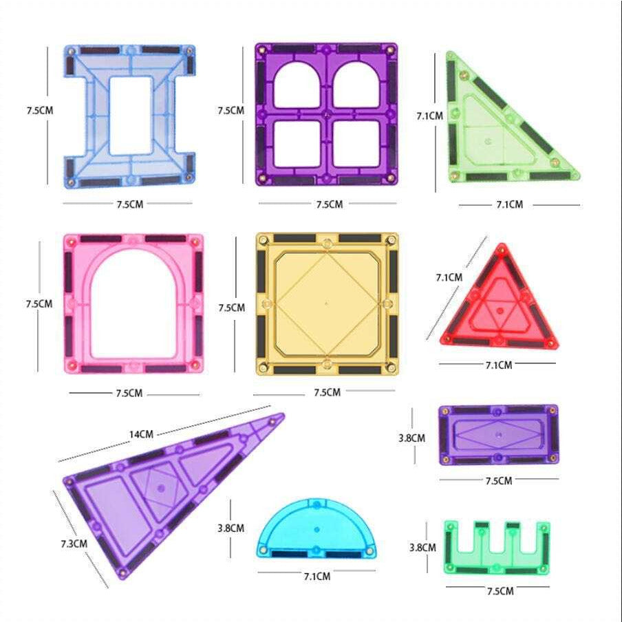 Magnetic Tiles 100pcs set - Reinforced by Rivets